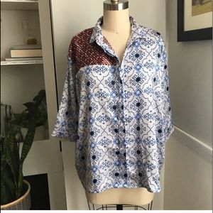 Topshop satin pattern block top